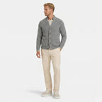 Men's Knit Cardigan Ribbed Patch Pocket Regular Fit