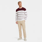 Men's Stripe Jumper Crew Neck Colour Block Regular Fit