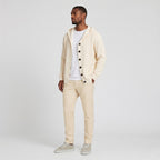 Men's Knit Cardigan Ribbed Hooded Button-Front Regular Fit
