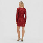 Women's Glitter Mini Dress One-Shoulder Bodycon Fit