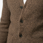 Men's Knit Cardigan Ribbed Patch Pocket Regular Fit