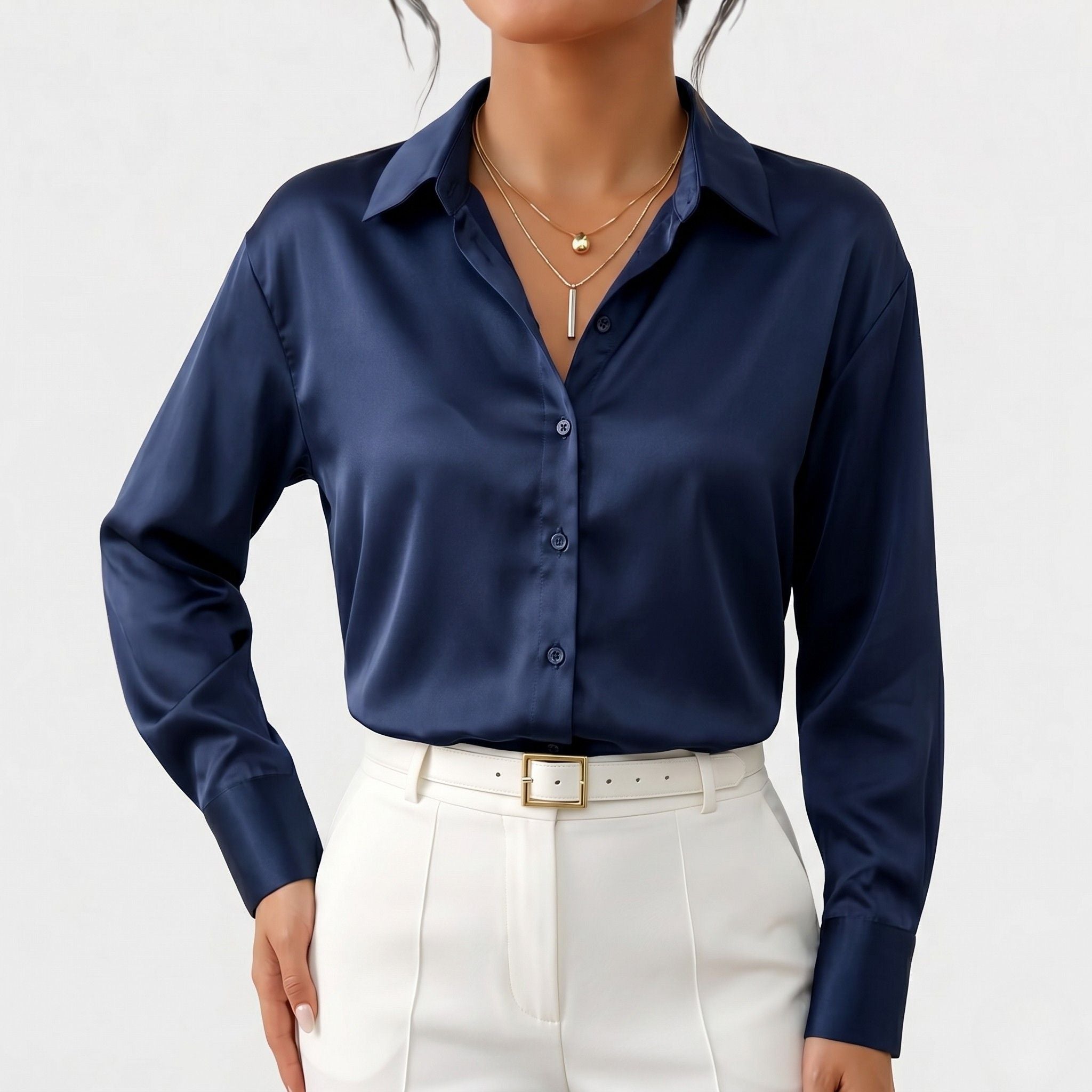 Monterelle | Women’s Satin Dress Blouse Classic Elegant Office Top