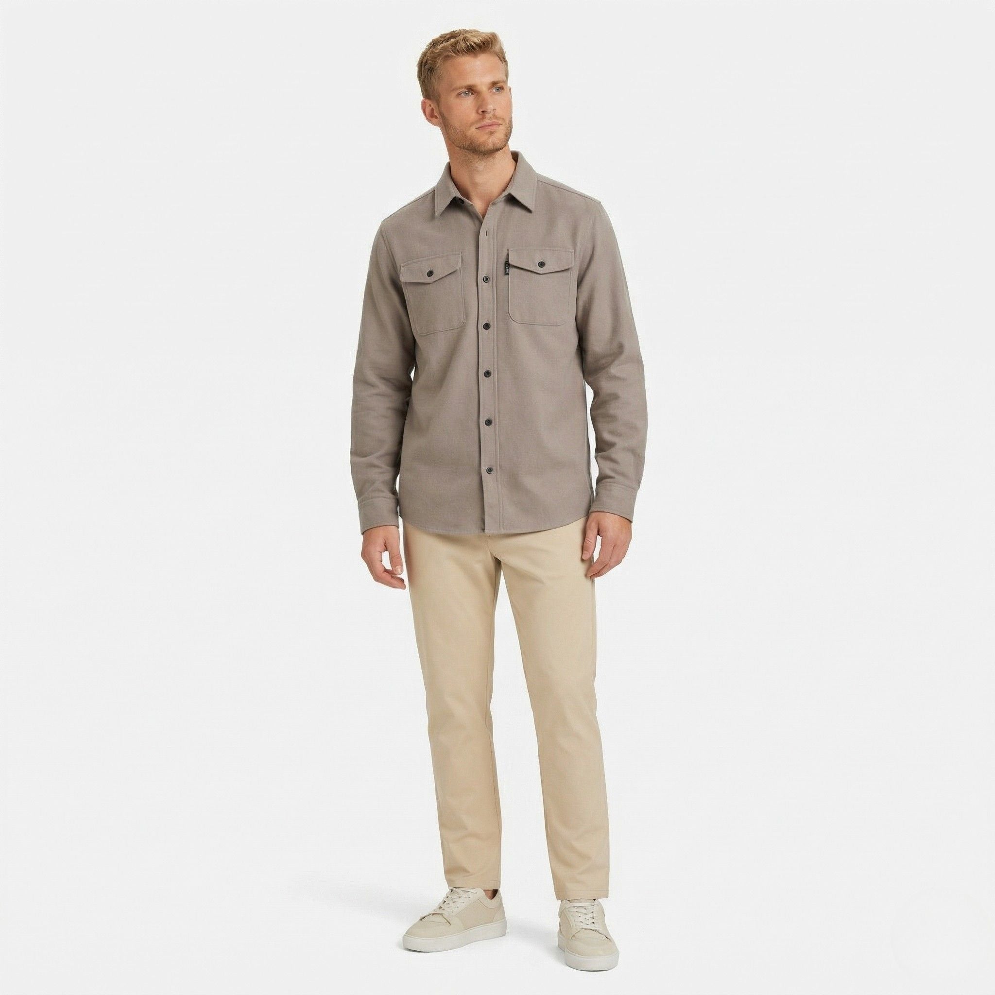 Monterelle | Men’s Cotton Shirt Jacket Classic Fit Button Front