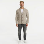 Monterelle | Men's Cable Knit Shawl Collar Cardigan Regular Fit