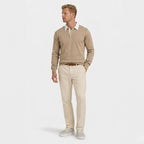 Men's Knit Polo Long Sleeve Contrast Collar Regular Fit