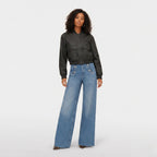 Women's Cropped Bomber Jacket Dual Patch Pocket Regular Fit