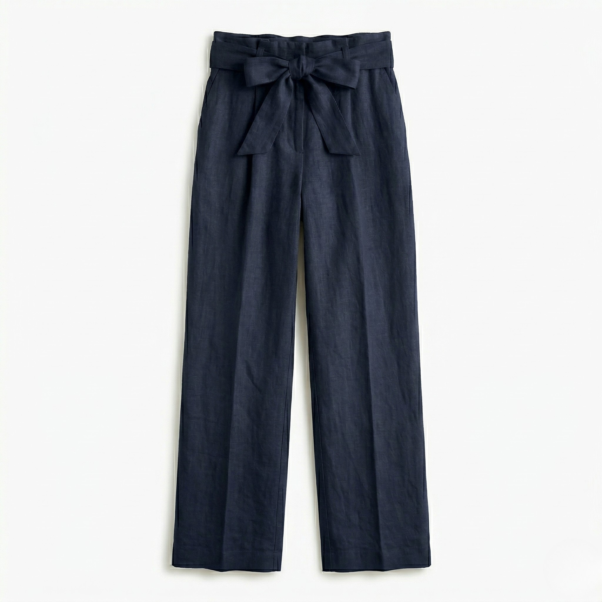 Women's Linen Trousers Tie-Belt Wide-Leg Fit