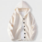 Men's Knit Cardigan Ribbed Hooded Button-Front Regular Fit