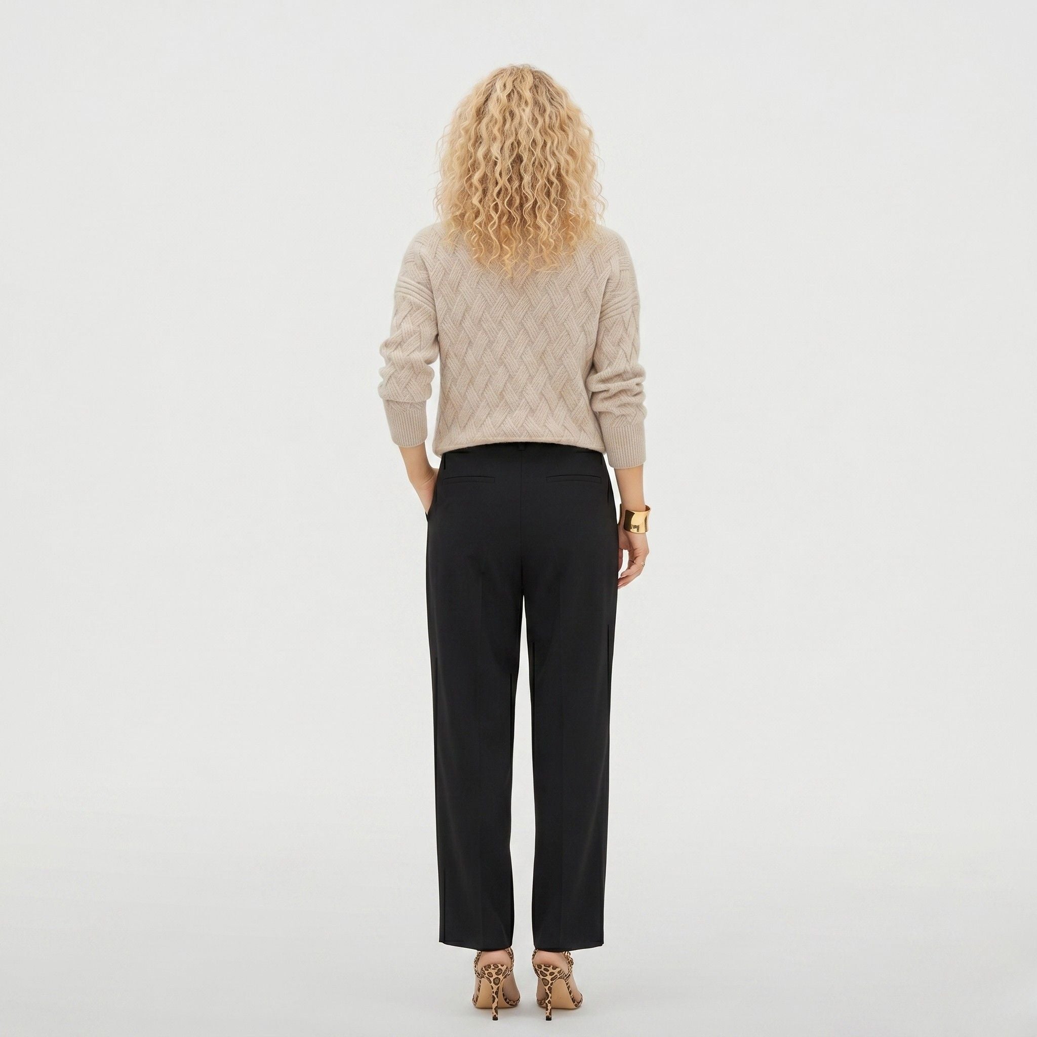 Women's Turtleneck Knit Jumper Basketweave Regular Fit