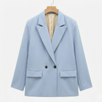 Women's Double-Breasted Blazer Peak Lapel Longline Tailored Relaxed Fit
