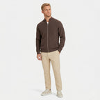 Men's Knit Cardigan Ribbed Zip Regular Fit