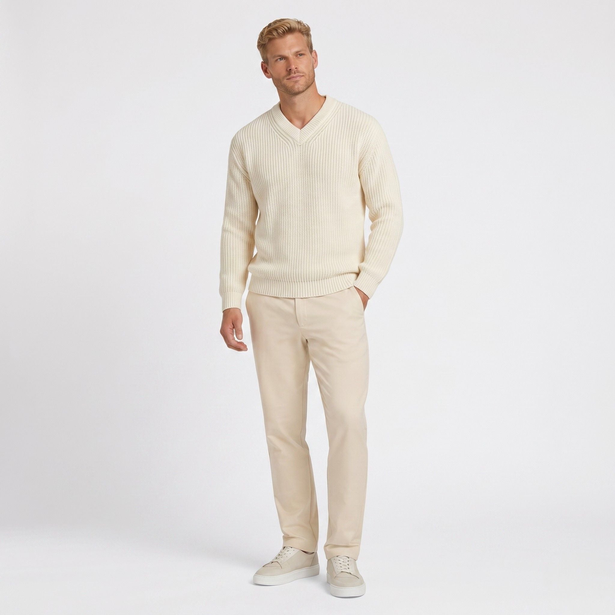 Men's Jumper V-Neck Ribbed Regular Fit