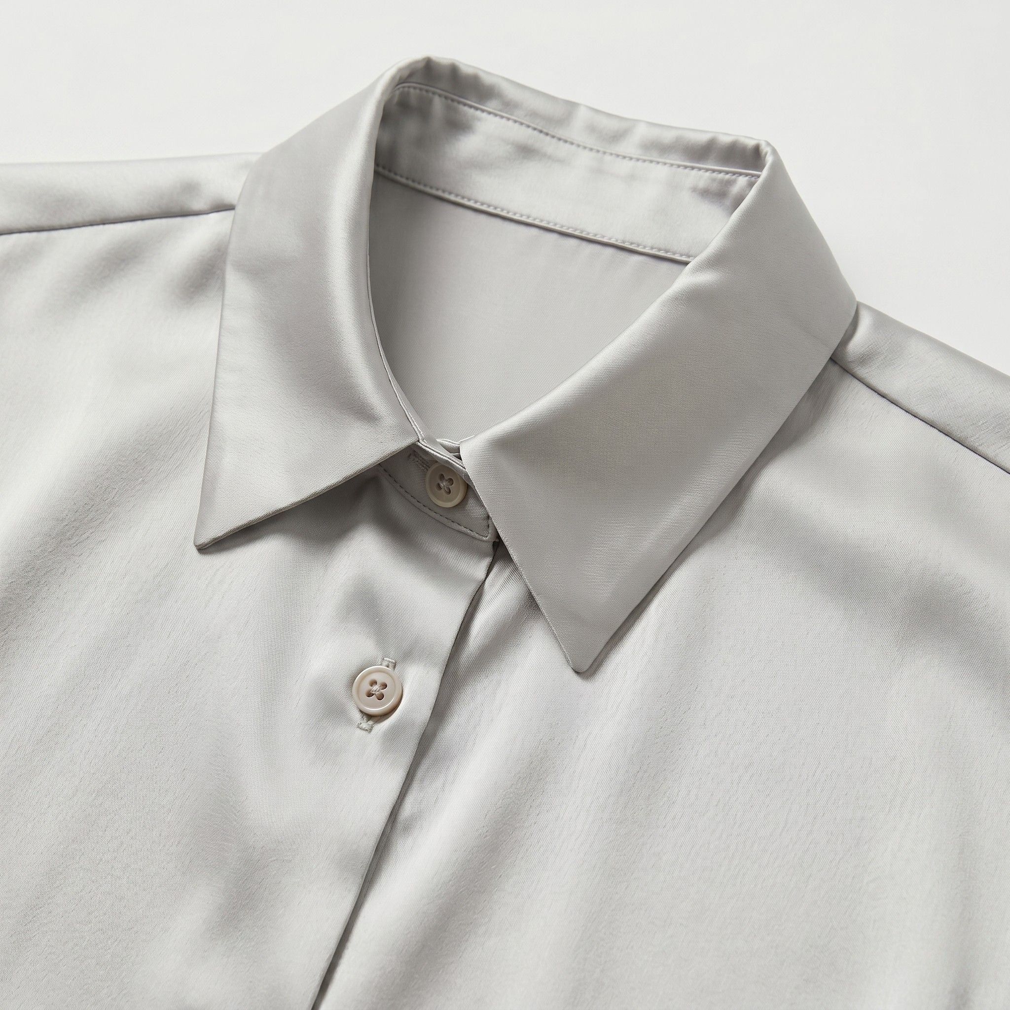 Women's Satin Blouse Long Sleeve Button-Down Point Collar Relaxed Fit