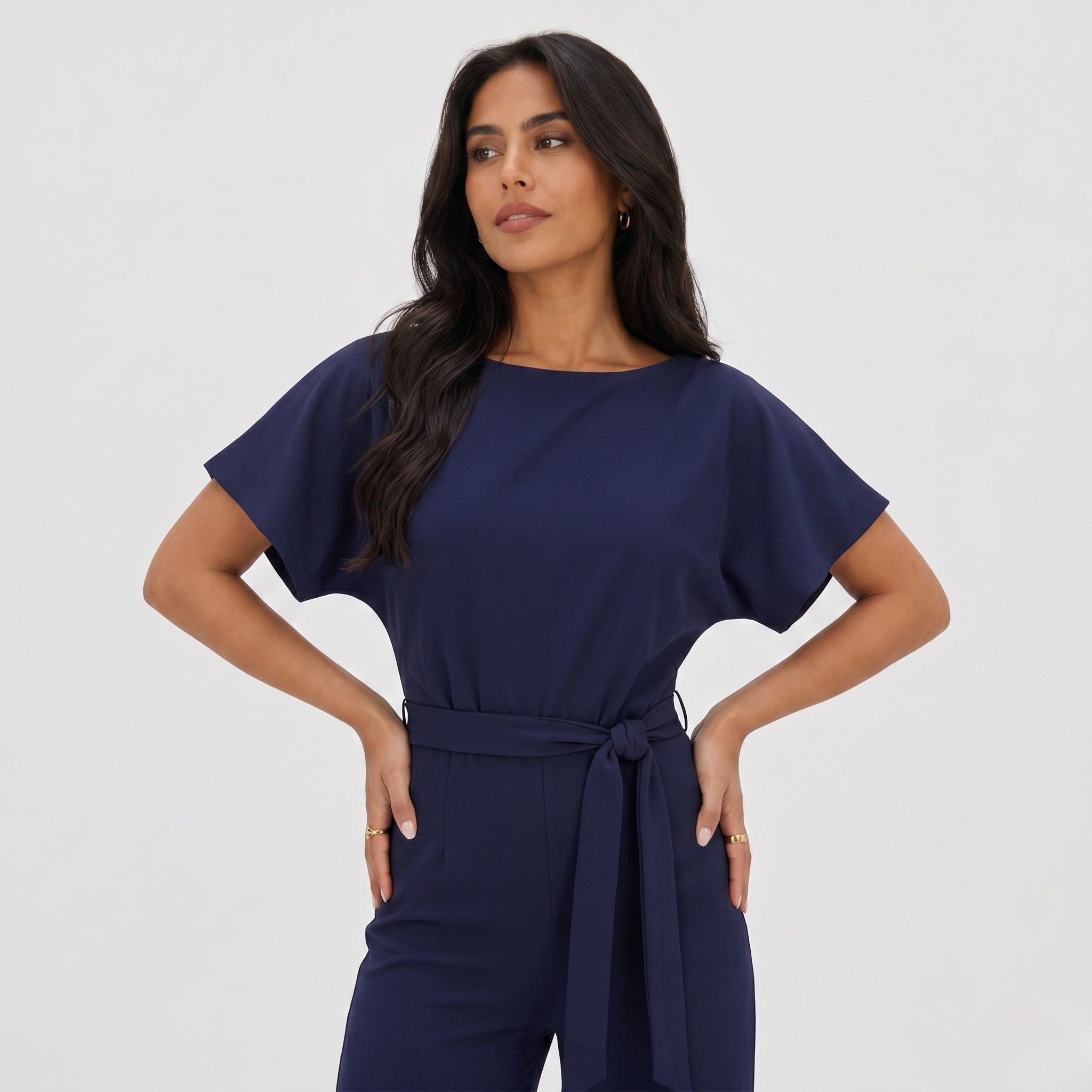 Women's Jumpsuit Tie Waist Wide Leg Relaxed Fit