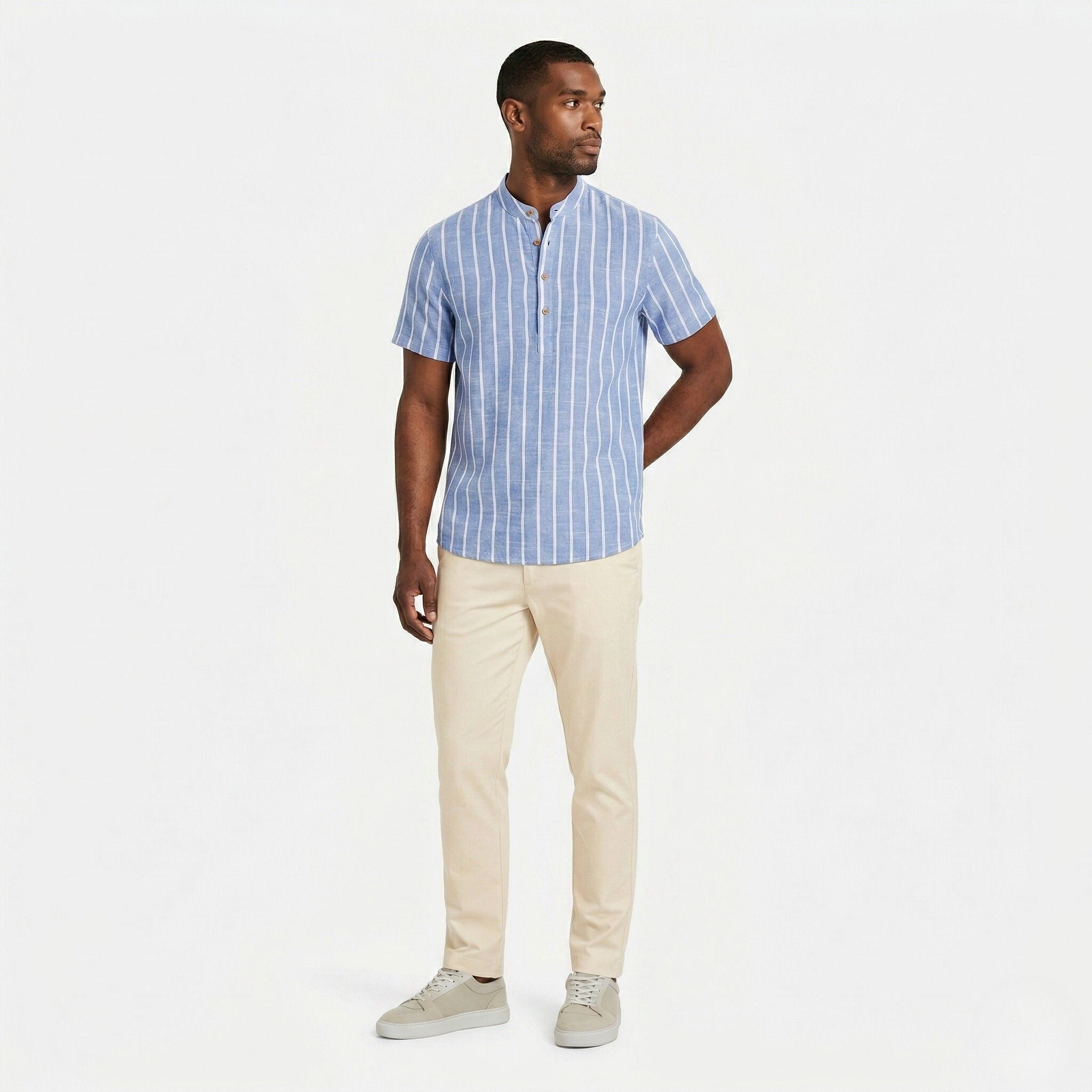 Monterelle | Men’s Striped Short Sleeve Shirt Lightweight Summer Cotton