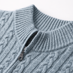 Men's Knit Jumper Cardigan Full-Zip Cable Regular Fit