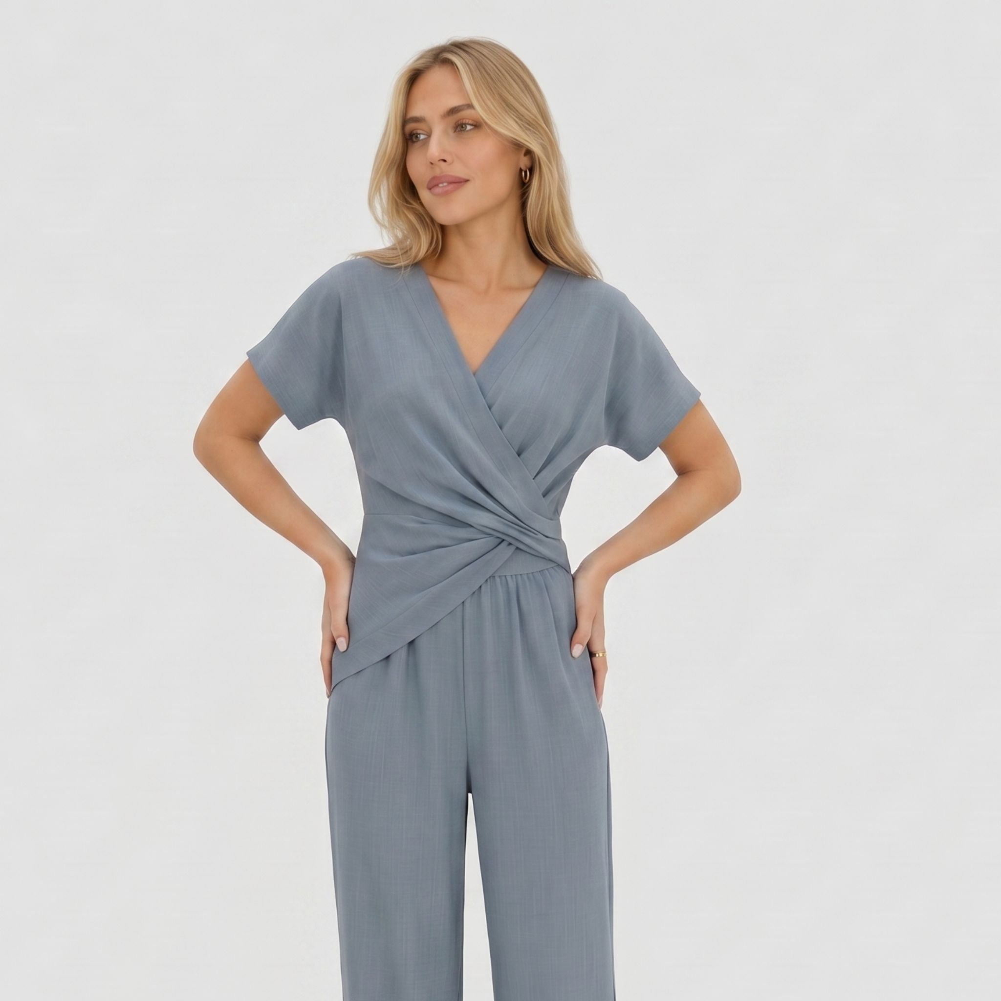 Women's Co-ord V-Neck Short Sleeve Relaxed Fit