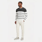Men's Stripe Jumper Crew Neck Colour Block Regular Fit