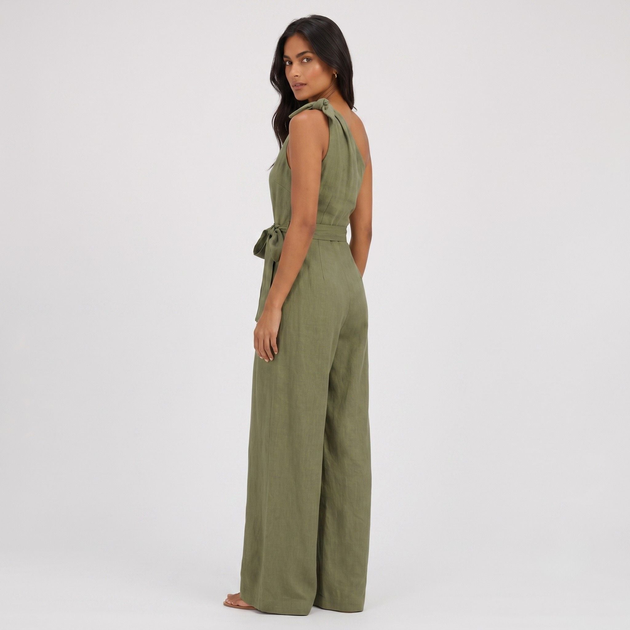 Women's Jumpsuit Dress Tie Waist Leg Relaxed Fit