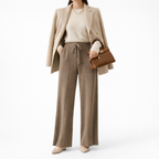 Women's Knitted Trousers Drawstring Wide-Leg Fit