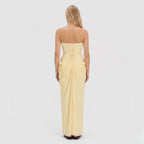 Women's Strapless Maxi Dress Bandeau Draped Side Split