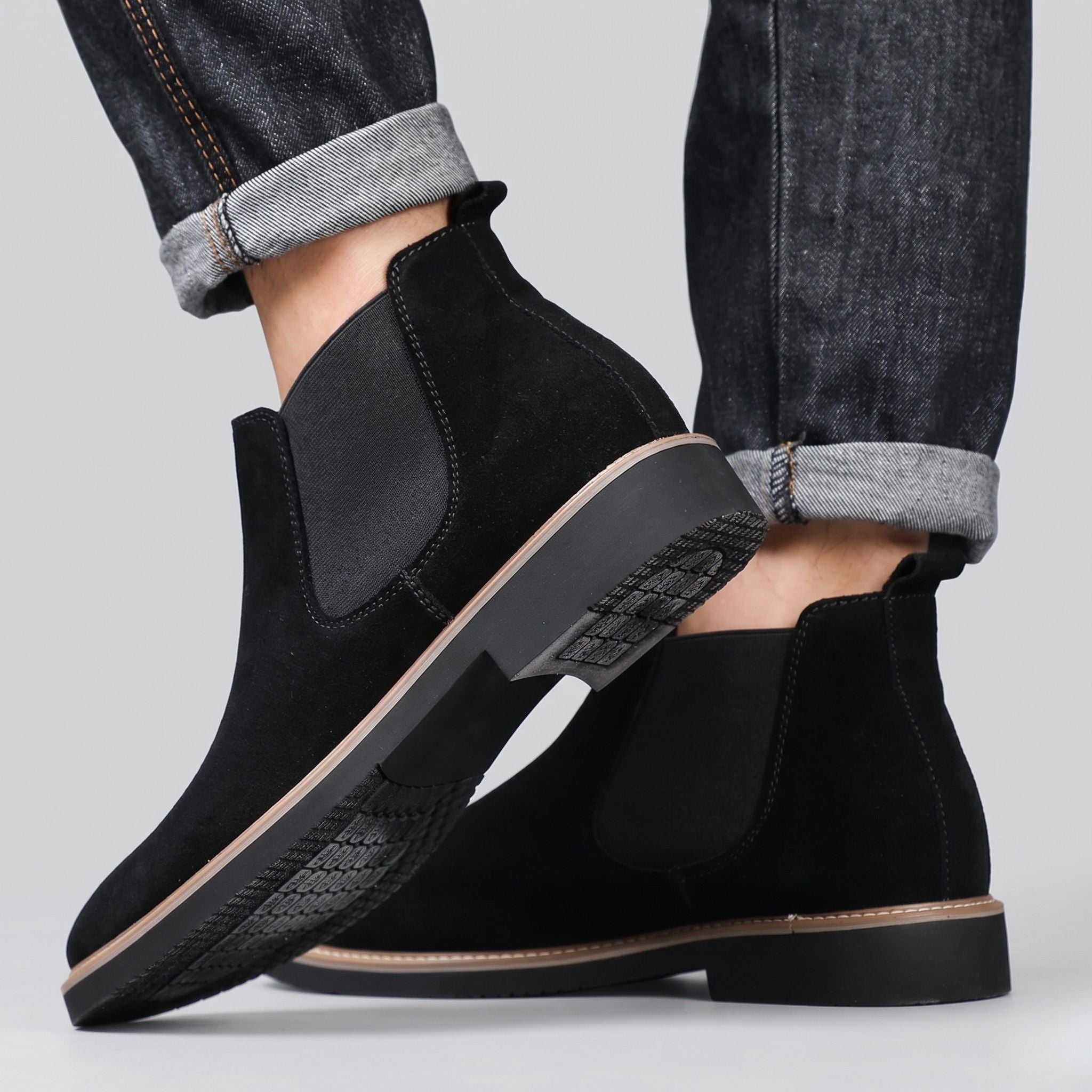 Men's Suede Chelsea Boot with Elastic Sides