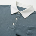 Men's Knit Polo Long Sleeve Contrast Collar Regular Fit