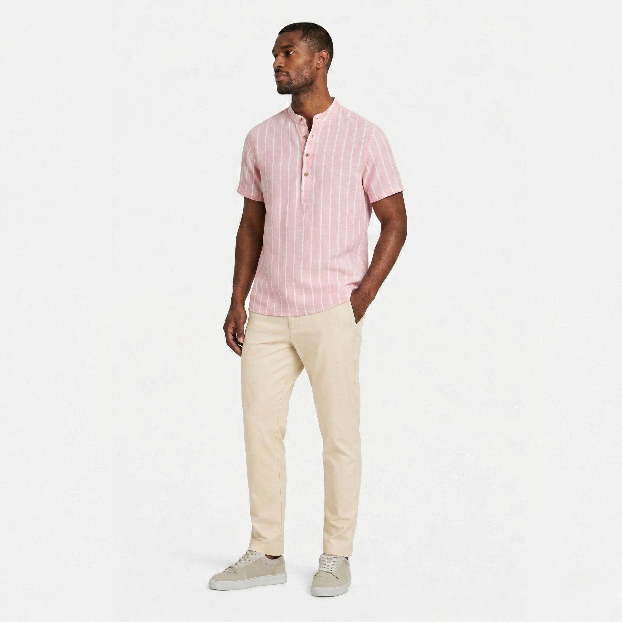 Monterelle | Men’s Striped Short Sleeve Shirt Lightweight Summer Cotton