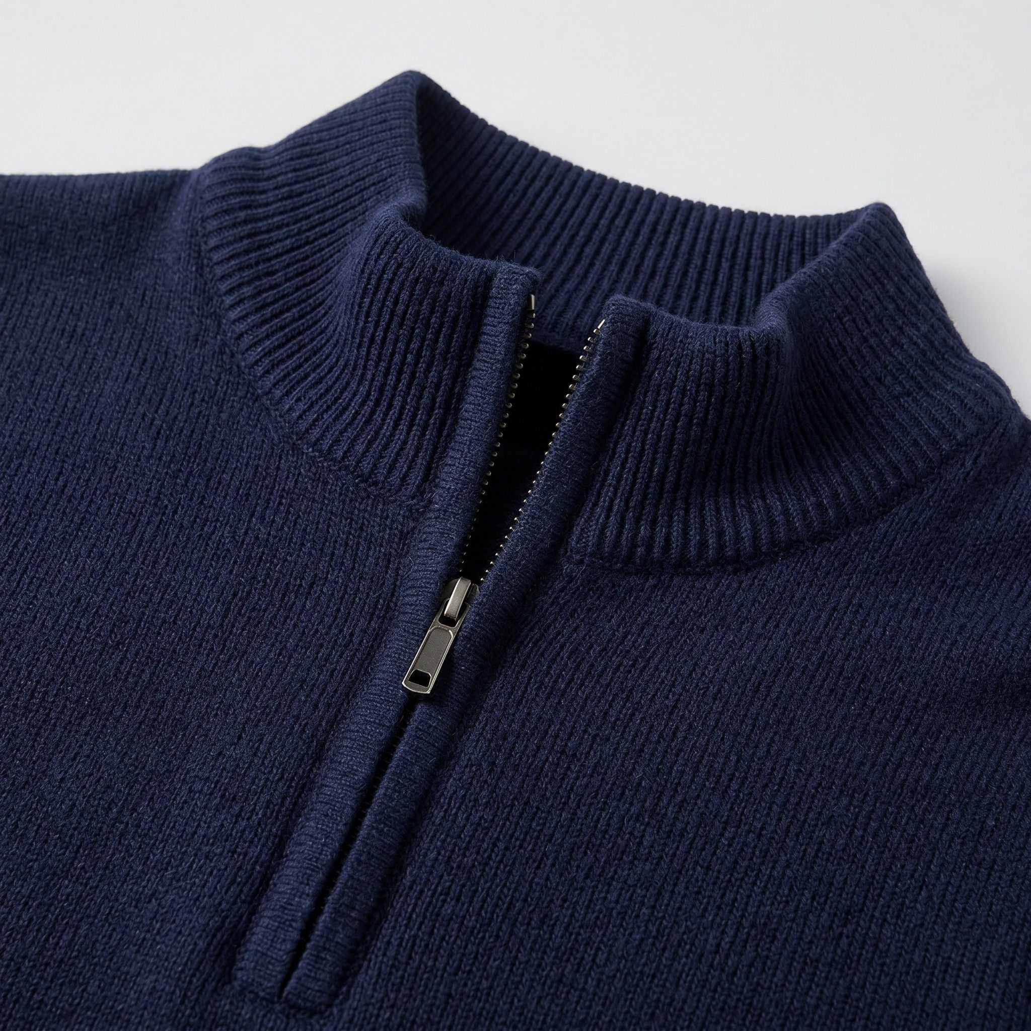 Men's Knit Jumper Quarter-Zip Funnel Neck Regular Fit