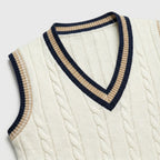 Men's Classic Knit Jumper V Neck Cable Wool Business Wear