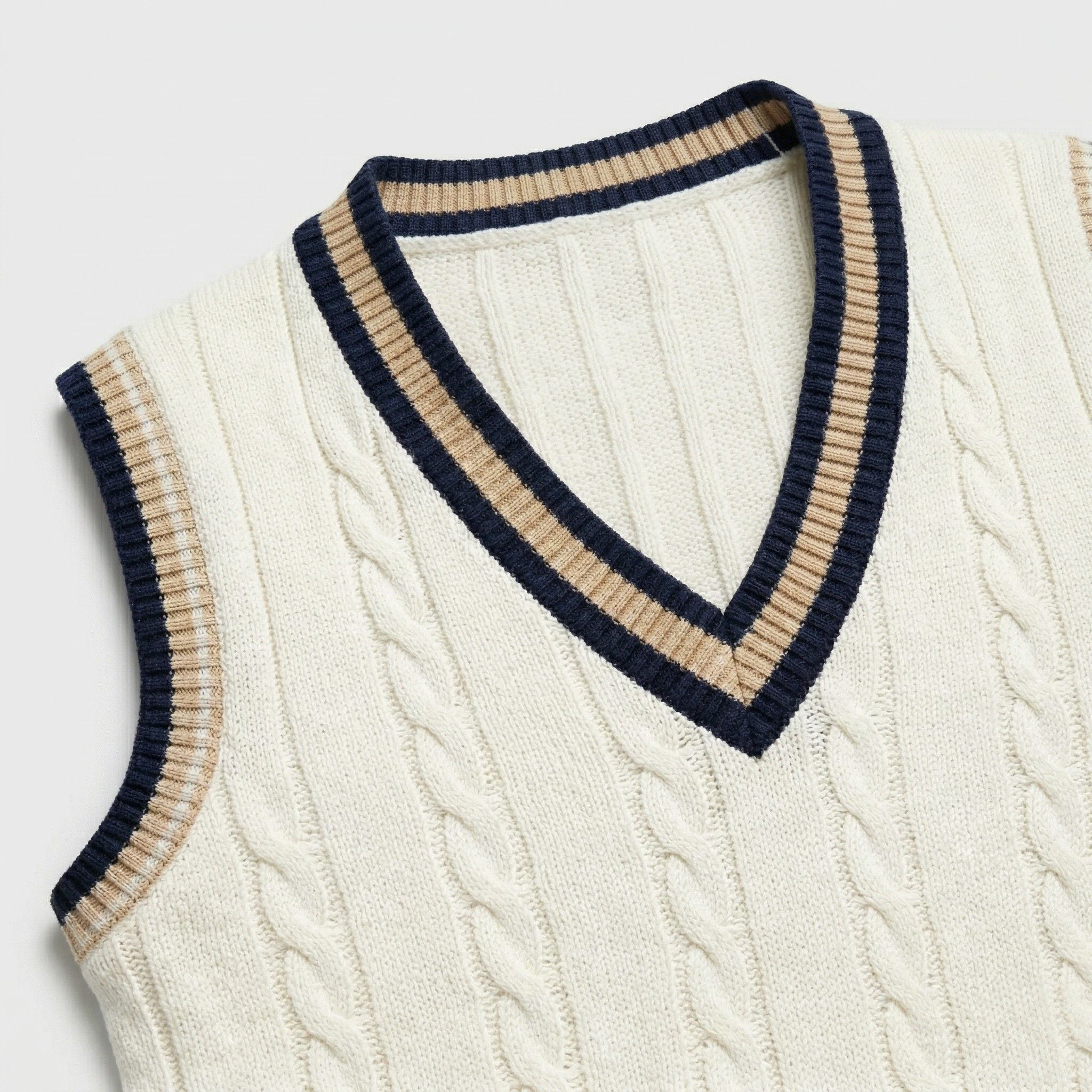 Men's Classic Knit Jumper V Neck Cable Wool Business Wear