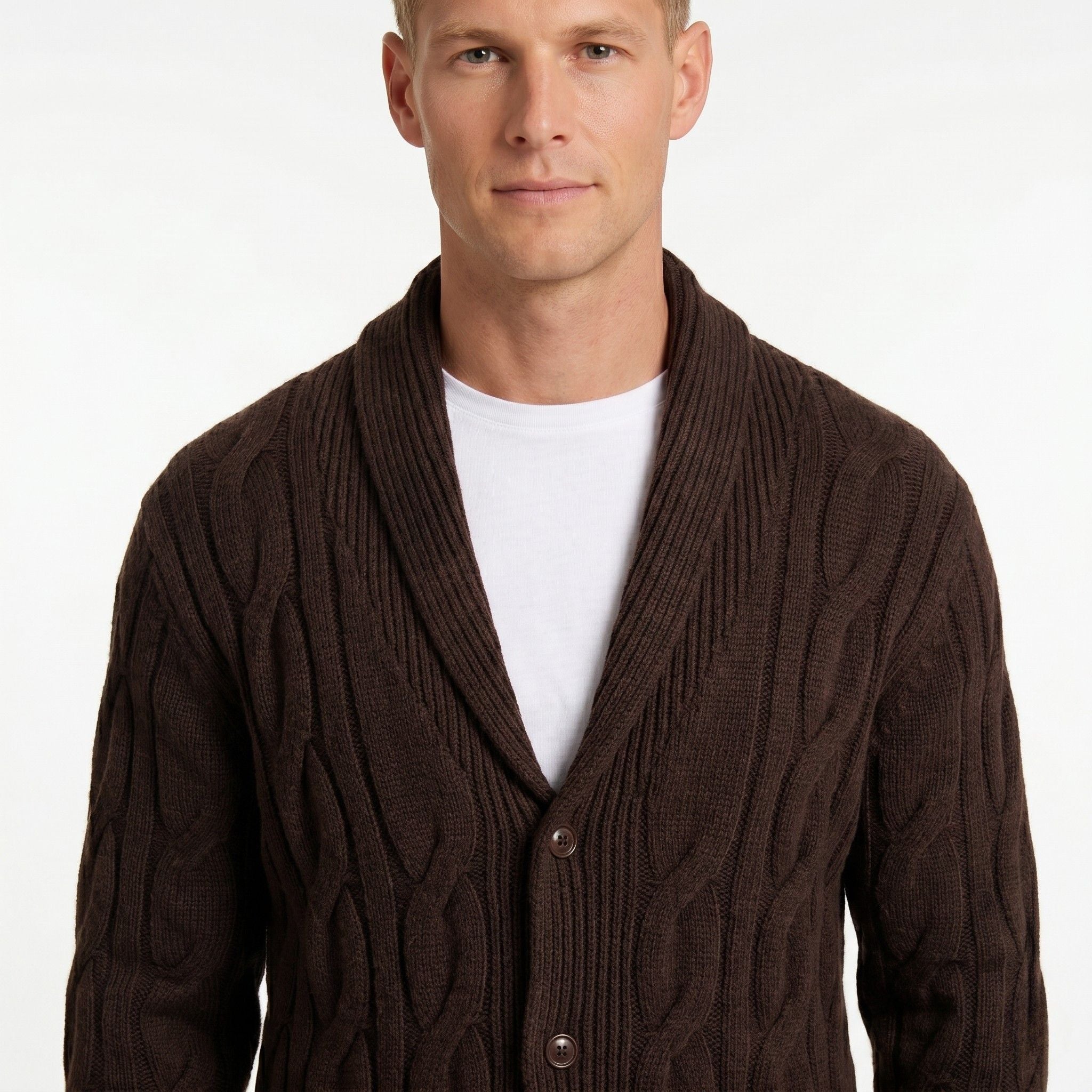 Monterelle | Men's Cable Knit Shawl Collar Cardigan Regular Fit
