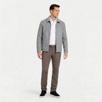 Men's Wool-Blend Harrington Jacket Full-Zip Point Collar Regular Fit
