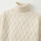 Women's Turtleneck Knit Jumper Basketweave Regular Fit