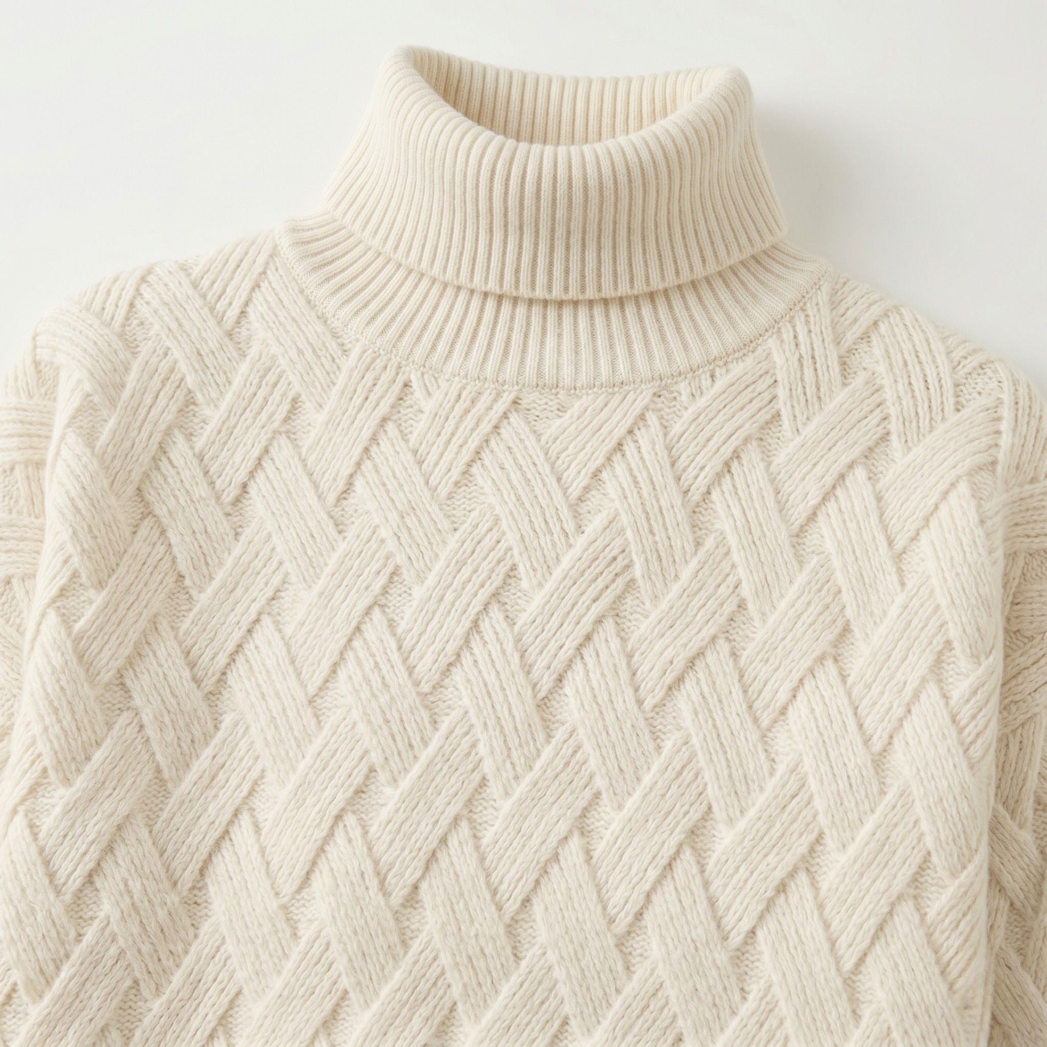 Women's Turtleneck Knit Jumper Basketweave Regular Fit