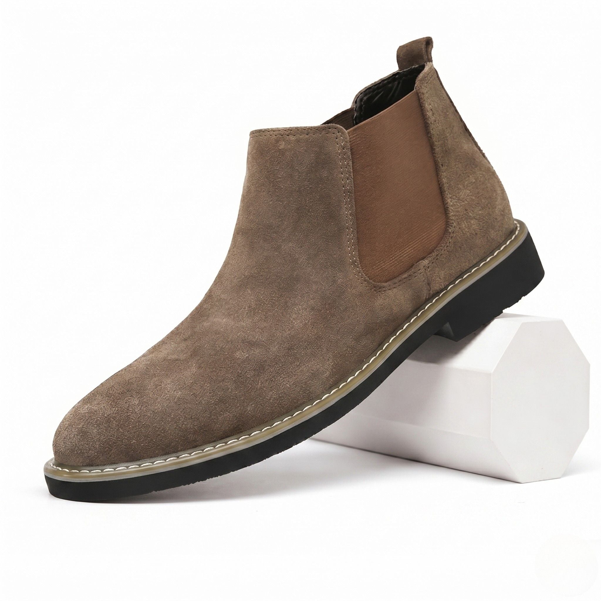 Men's Suede Chelsea Boots Elastic Side Panel