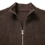 Men's Knit Cardigan Ribbed Zip Regular Fit