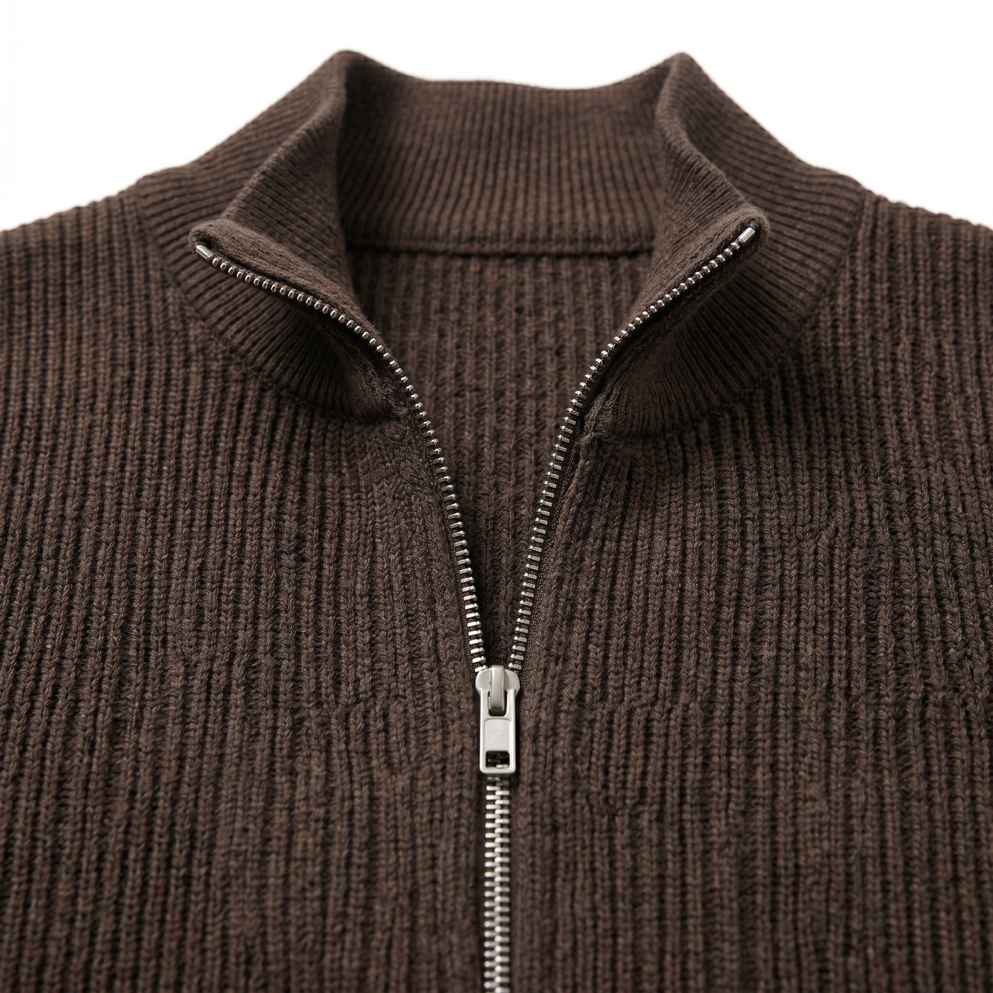Men's Knit Cardigan Ribbed Zip Regular Fit
