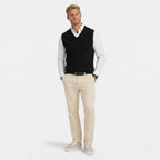 Men's Fine Knit Jumper Vest V-Neck Regular Fit