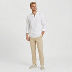 Men's Henley Shirt Long Sleeve Mandarin Collar Regular Fit