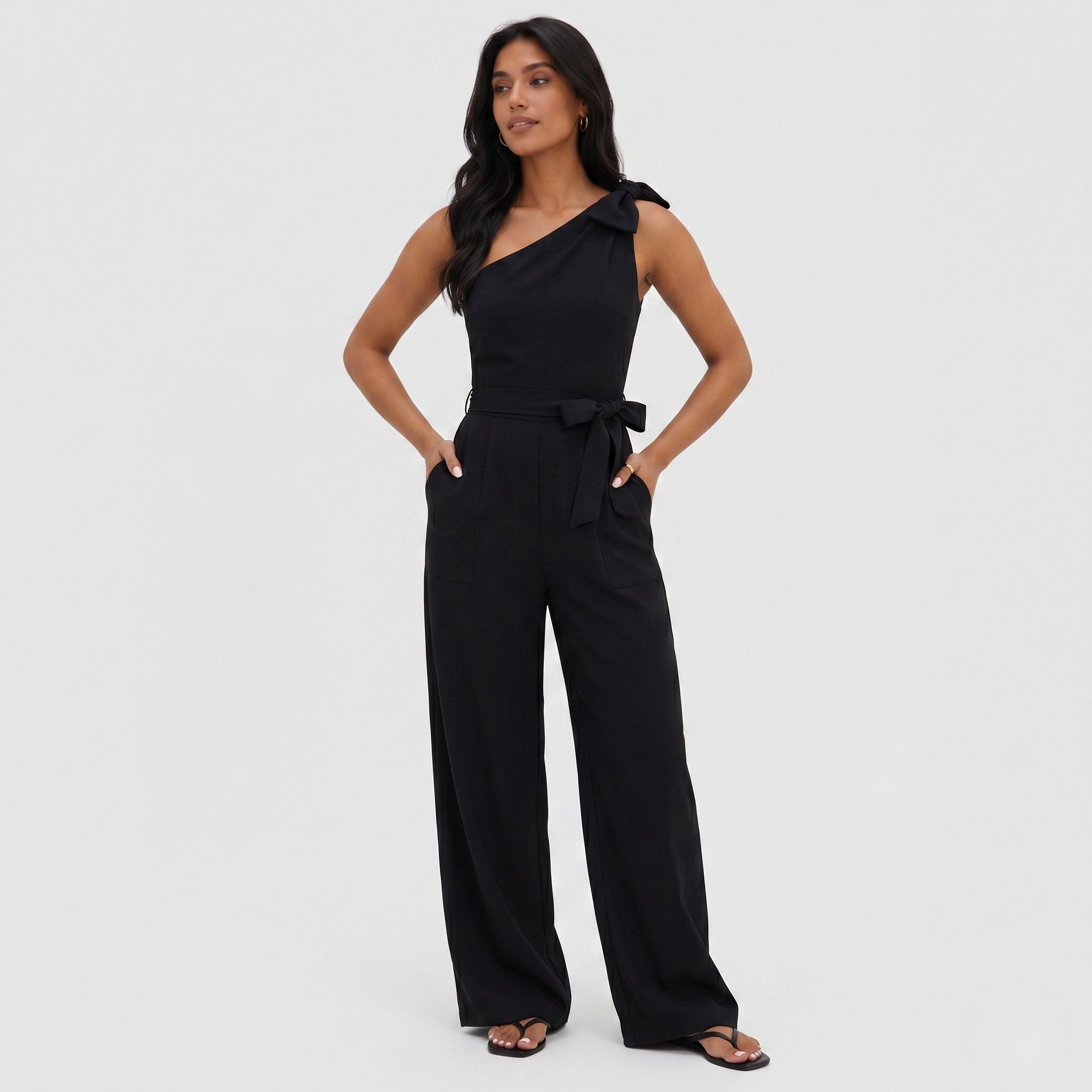 Women's Jumpsuit Dress Tie Waist Leg Relaxed Fit