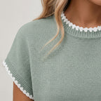 Women's Knit Jumper Short Sleeve Crew Neck Relaxed Fit