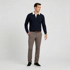 Men's Knit Polo Long Sleeve Contrast Collar Regular Fit