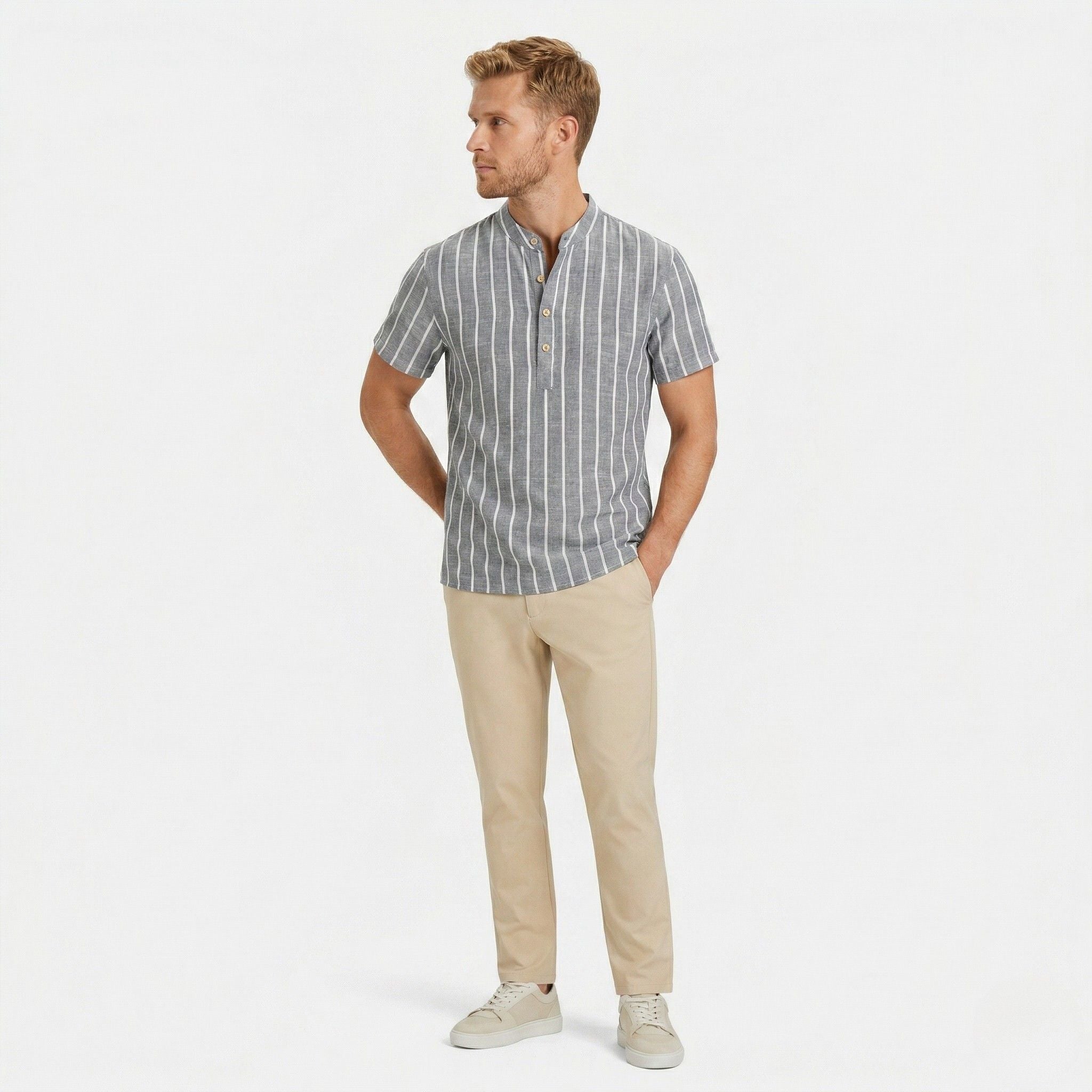 Monterelle | Men’s Striped Short Sleeve Shirt Lightweight Summer Cotton