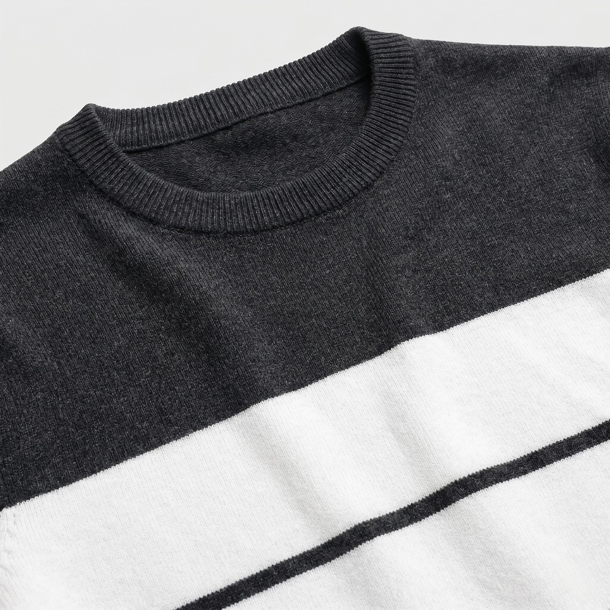 Men's Stripe Jumper Crew Neck Colour Block Regular Fit