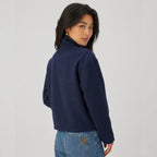 Women's Wool-Blend Coat Jacket Single-Breasted Funnel Neck