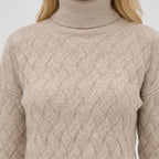 Women's Turtleneck Knit Jumper Basketweave Regular Fit