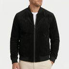 Men's Zip Bomber Jacket Ribbed Collar Regular Fit