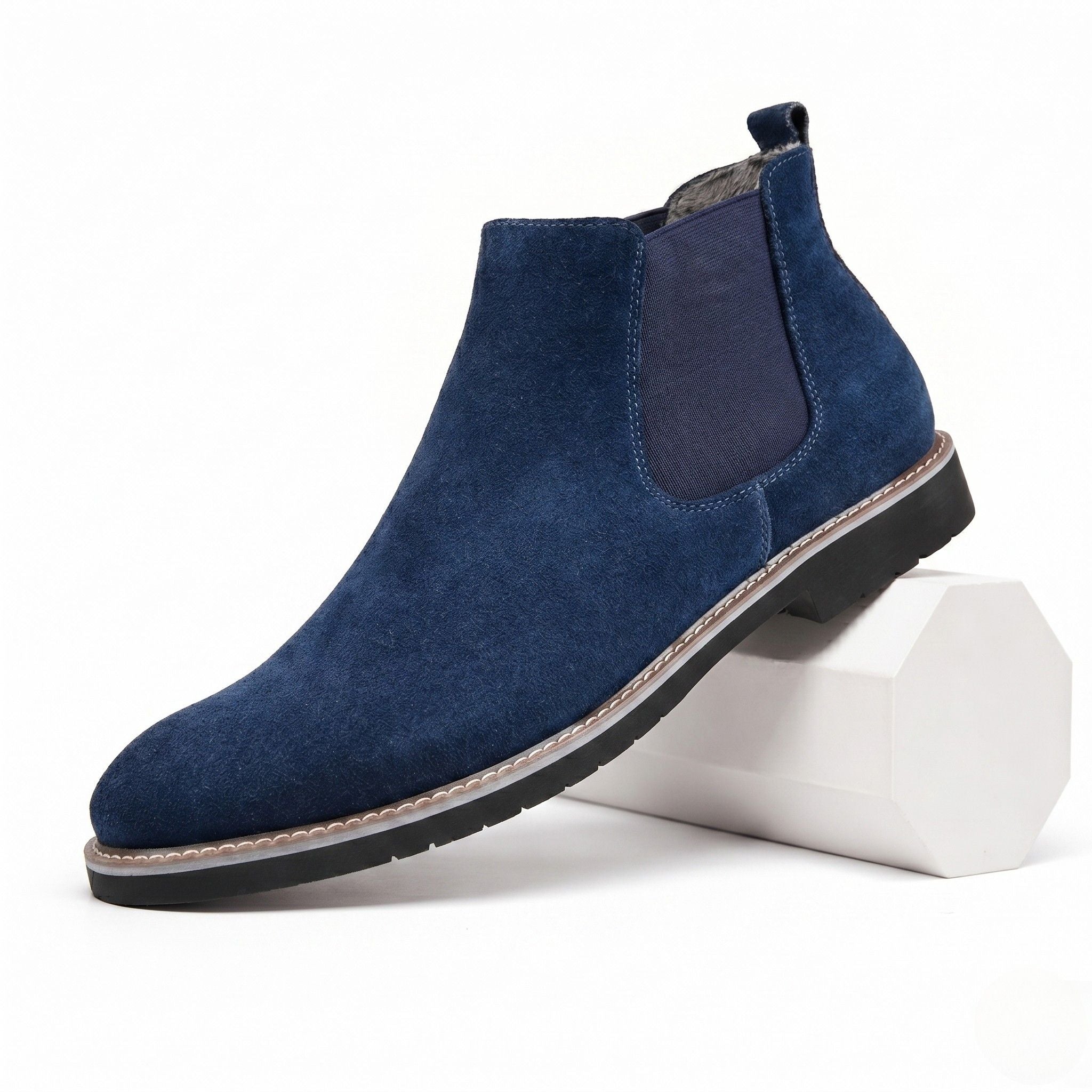 Men's Suede Chelsea Boots Elastic Side Panel