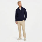Men's Knit Jumper Cable Quarter-Zip Funnel Neck Regular Fit